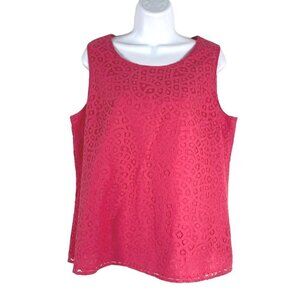 Talbots Tank Top Sleeveless Lace Pink Zip‎ Cotton Blend NWT Women's Size 14